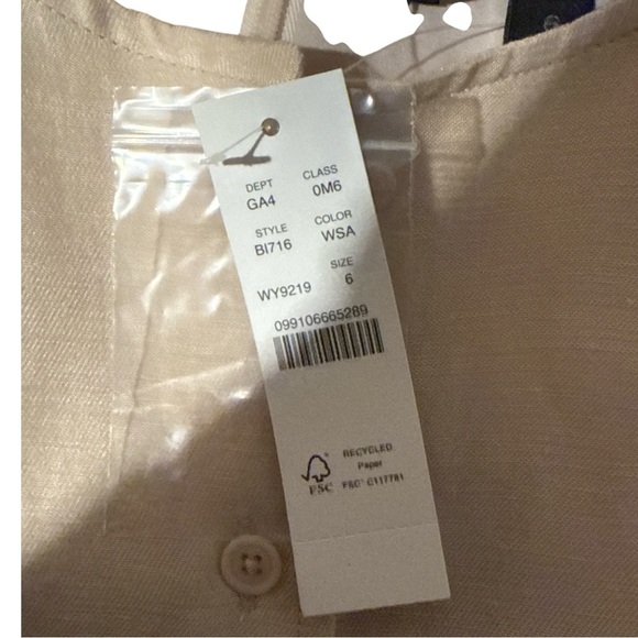 NWT - J. Crew - Ruffle-sleeve linen-cupro blend dress - Size 6 - Westhered Sand - Picture 7 of 7